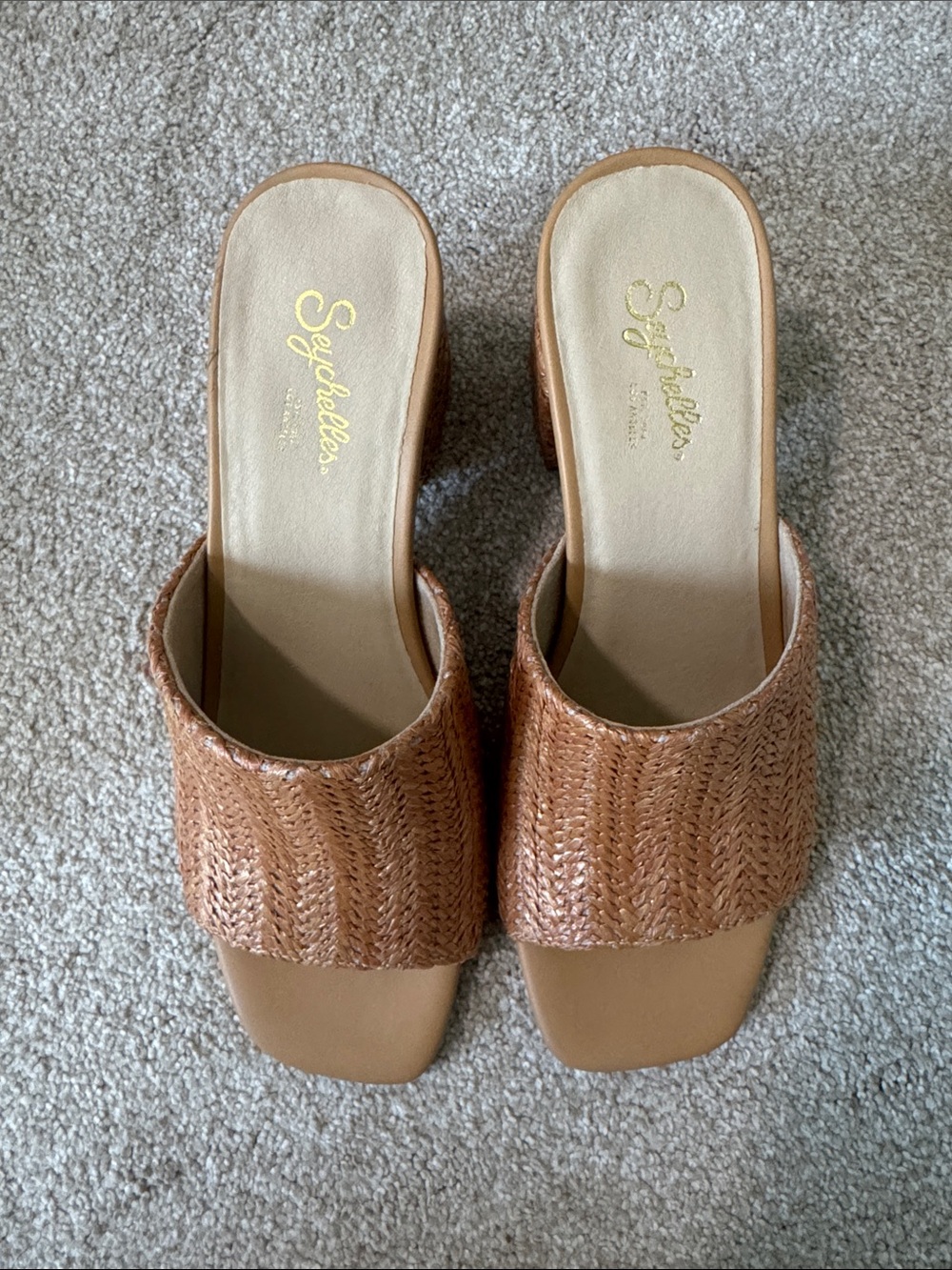 Seychelles Tan Raffia Wedge Sandals - Picture 2 of 5